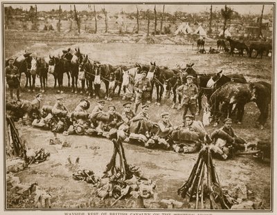 Wayside rest of British cavalry on the Western Front by English Photographer